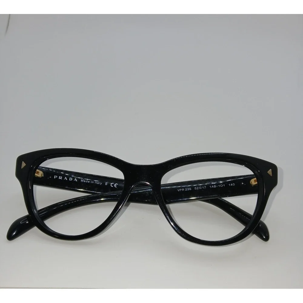 Prada VPR 23S Unisex Eyeglasses Frame Black Cat Eye Full Rim 52-17-140 mm